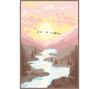 Mountain Trees And River Valley Landscape With Sunset Birds Horizon Journal - 6" x 9" - 100 Pages - Brown Pastels