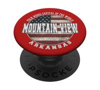 Mountain View Arkansas, Bandera Estadounidense Vintage PopSockets PopGrip Adhesivo