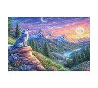 Mountain White Lobo Puzzles 1000 Piezas Estera Portátil Familiar Grande Rompecabezas para Adultos Aliviar Estrés 3D Maquetas Construir DIY Moderno 1000 PCS