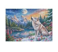Mountain White Lobo Puzzles 300 Piezas Decoración Hogar 3D Rompecabezas Familiar para Adultos Obra De Arte Colorido DIY Creativo 300 PCS