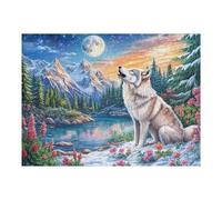 Mountain White Lobo Puzzles 500 Piezas Estera Portátil 3D Rompecabezas Familiar para Adultos Aliviar Estrés Decoración Hogar Moderno Creativo 500 PCS