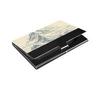 Mountain with White Sheet Music Score Beige Ultra-thin business card holder with leather and stainless steel credit cards holder for protects your cards