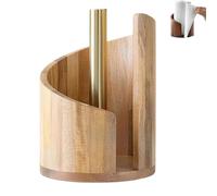 Mountain Wood and Metal Countertop Paper Towel Holder, Mango Base Iron Spiral Decorative Storage, for Kitchen Dining Table Home Decor (Natural Wood)