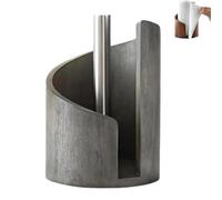 Mountain Wood and Metal Countertop Paper Towel Holder, Mango Base Iron Spiral Decorative Storage, for Kitchen Dining Table Home Decor (Grey)