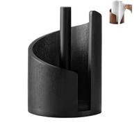 Mountain Wood and Metal Countertop Paper Towel Holder, Mango Base Iron Spiral Decorative Storage, for Kitchen Dining Table Home Decor (Black)