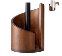 Mountain Wood and Metal Countertop Paper Towel Holder, Mango Base Iron Spiral Decorative Storage, for Kitchen Dining Table Home Decor (Brown)