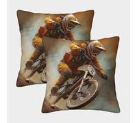 MountainBikeRider - ActionSportsStyle Fundas Cojines para Sofá 2 Piezas Disponible Todas Las Estaciones Funda De Almohada Decorativo para Sala Throw Cojín Cama Hogar Coche 45x45cm