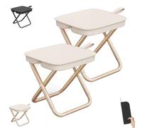 Mountaineering and Hiking Portable Stool, Ultralight Folding Collapsible Stool With Carry Bag,Adults Outdoor Folding Stools, Hold Up to 500 Pounds, for Camping, Beach, Fishing, Hiking (2PCS-Khaki)