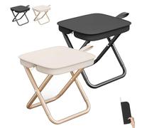 Mountaineering and Hiking Portable Stool, Ultralight Folding Collapsible Stool With Carry Bag,Adults Outdoor Folding Stools, Hold Up to 500 Pounds, for Camping, Beach, Fishing, Hiking (Khaki+Black)