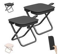 Mountaineering and Hiking Portable Stool, Ultralight Folding Collapsible Stool With Carry Bag,Adults Outdoor Folding Stools, Hold Up to 500 Pounds, for Camping, Beach, Fishing, Hiking (2PCS-Black)