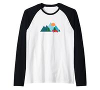 Mountains and Nature Scene Vacation Camiseta Manga Raglan
