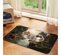 Mountains and Rivers Tapete de alimentación de piel sintética absorbente de agua para mascotas, 30 x 45 cm, antideslizante, duradero, para cuencos de gatos y perros