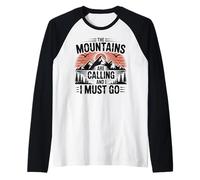 Mountains Are Calling & I Must Go Retro 80s 90s Vibe Camiseta Manga Raglan