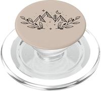 Mountains Peaks: Boho Nature Landscape with Line Art Flowers PopSockets PopGrip para MagSafe