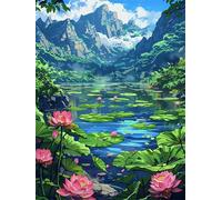 Mountains Ponds 4000 Piece Jigsaw Puzzles for Adults, Colourful, Challenging & Brainteasing Adult Puzzles 4000 Pieces Lotus, Fun jigsaws for The Whole Family 56x34 Inch