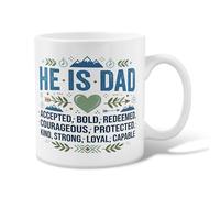 Mountains - Taza de café de cerámica, diseño rústico inspirado en la naturaleza, con hojas de corazón del día del padre, taza de té azul con asa, ideal para amistad, familia, colega, personal