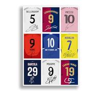 Mounted Gifts Trading Póster firmado de Bellingham Messi Neymar Ronaldo Mbappe Lamine Yamal Barcola Kane Lewandowski 2024-2025 (póster A4)