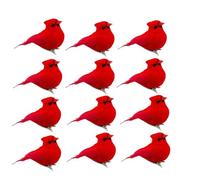 Mounteps 12 adornos cardenales rojos realistas con clip, decoración de árbol de Navidad y corona, decoraciones navideñas duraderas