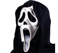Mounteps Halloween Ghost Face Scream Mask Natural Latex Scary Skull Mask Horror Full Head Masque Halloween Party Costume Cosplay Props