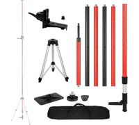 Mountlaser Barra de nivelación láser telescópica con trípode, extensible hasta 4,2 m, con soporte láser de 1/4 x 20 pulgadas, incluye tuerca adaptadora de 5/8"-11, color rojo