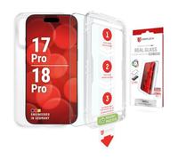 MountMaster - Protector de pantalla para iPhone 18 Pro / 17 Pro (10H) | DISPLEX Real Glass + funda transparente de cristal protector de pantalla 10H, antirrotura, antiarañazos MountMaster para