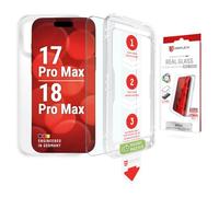 MountMaster - Protector de pantalla para iPhone 18 Pro Max / 17 Pro Max | DISPLEX Real Glass + funda protectora transparente, cristal protector 10H, antirroturas, resistente a los arañazos