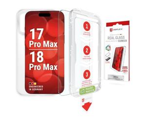 MountMaster - Protector de pantalla para iPhone 18 Pro Max / 17 Pro Max | DISPLEX Real Glass + funda protectora transparente, cristal protector 10H, antirroturas, resistente a los arañazos