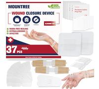 Mountree - Tiras de cierre de heridas de emergencia, kit de cierre de laceración fácil de usar de 3 tipos, suturas de mariposa, kit de cierre de laceración con cremallera para cuidado de cortes (35