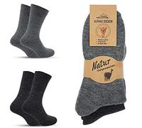 MOUNTREX® Calcetines de alpaca, calcetines de lana para hombre y mujer, calcetines de invierno, calcetines térmicos, gruesos, 2 pares, Gris/Antracita - Termostato, 39-42