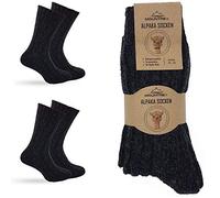 MOUNTREX® Calcetines de alpaca, calcetines de lana para hombre y mujer, calcetines de invierno, calcetines térmicos, gruesos, 2 pares, antracita, 39-42