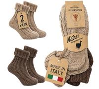 MOUNTREX® Calcetines de alpaca, calcetines de lana para hombre y mujer, calcetines de invierno, calcetines térmicos, gruesos, 2 pares, Marrón/Marrón Oscuro (con sobre), 39-42