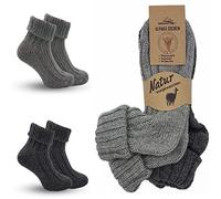 MOUNTREX® Calcetines de alpaca, calcetines de lana para hombre y mujer, calcetines de invierno, calcetines térmicos, gruesos, 2 pares, Gris/Gris Oscuro (con sobre), 43-46