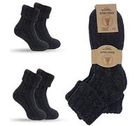 MOUNTREX Calcetines de alpaca, calcetines de lana para hombres y mujeres, calcetines de invierno, calcetines cálidos para casa, calcetines térmicos, gruesos, 2 pares, 18-20