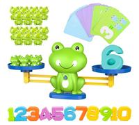 MOUNTTU Juego de Equilibrio de Rana, balanza de plástico, Juegos de matemáticas para jardín de Infantes con Rana, números y Tarjetas, Juguetes educativos de conteo para niños Mayores de 3 años.