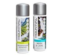Mountval Set Cuidado de Ropa Clima Húmedo, Wash & Care (315 ml), Refrescante Impermeabilizante (300 ml), Protección Ropa Técnica, Equipo y Material de Senderismo incluido GORE-TEX