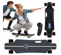 moupeaktain Monopatín Eléctrico Portátil para Adultos, Autonomía De 15 Km, Velocidad Máx De 25 Km/H, Longboard con Asa De Transporte, Motor De 350 W Y Mando a Distancia De 4 Velocidades