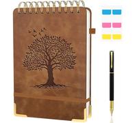 Mousbull Lined Top Spiral Journal Notebook, A4 Hardcover Leather Journals for Writing, 240 Pages Thick Paper, Daily Journal Notebook for Work, School, Note Taking, College Ruled - Brown, 5.9" x 8.5"