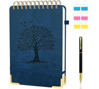 Mousbull Lined Top Spiral Journal Notebook, A4 Hardcover Leather Journals for Writing, 240 Pages Thick Paper, Daily Journal Notebook for Work, School, Note Taking, College Ruled - Blue, 5.9" x 8.5"