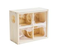Mouse Habitat - 24.5x20x11cm Wooden Multi-Chamber Enrichment Cabin | Multi-Directional Dwarf Hamster Home Mouse Habitat - For Enclosure Climbing Running Play Small Animals Chinchilla Hedgehog