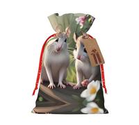 Mouse in Love - Bolsa de regalo de Navidad con cordón para fiestas, saco de arpillera para Navidad, cumpleaños, aniversarios
