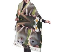 Mouse in Love - Bufanda de cachemira con flecos, bufanda de moda para mujer, chal para cabeza, bufanda larga, ideal para otoño e invierno