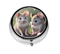Mouse in Love- Pastillero de 3 compartimentos, una caja de medicamentos portátil que contiene vitaminas, medicamentos, aceite de pescado y suplementos.