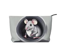 Mouse in The Hole - Bolsa de maquillaje de pana versátil con cremallera para uso diario y organizador de capacidad de viaje, Black, Talla única