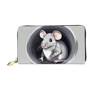 Mouse In The Hole - Cartera de piel para mujer, bolsa de mano de gran capacidad, bolsa de mano para teléfono celular, tarjetero de crédito, color negro, talla única, moderna, Black, Talla única,