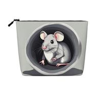 Mouse in The Hole - Neceser de viaje versátil, bolsa de maquillaje de cáñamo falso, multiusos, organizador de accesorios cosméticos, Black, Talla única