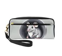 Mouse in The Hole - Neceser pequeño para maquillaje, estuche de doble cara de piel sintética