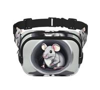 Mouse in the Hole - Riñonera cuadrada de doble capa, unisex, para correr, viajar, senderismo, fitness, color negro, talla única, Negro, One Size