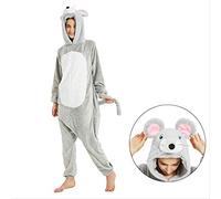 Mouse Kigurumis Unisex Adulto Pijama Ziper Franela cálido Acogedor Mono Mono Ropa de Dormir en casa Animal Divertido en General M ratón