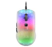 Mars Gaming MMR, Ratón Gaming RGB Chroma, Estructura Translúcida Ultra-Ligera 58 g, 12800 dpi, Switches Mecánicos HUANO, Blanco