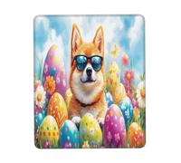 Mouse Mat, Feliz Día De Pascua Cachorro De Perro Shiba Inu Alfombrilla De Ratón Antideslizante Alfombrilla Raton Portátil Tapete De Juego para Ratón Trabajo 25X30Cm